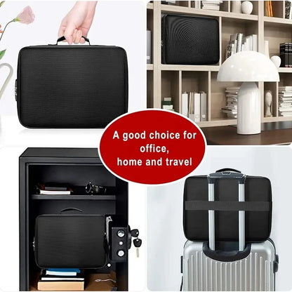 Fireproof Document Box, Hard Case File Box with Fireproof Zipper＆Lock, Heat Insulated Fire and Water Resistant File Organizer Storage Safe for Important Documents Laptop Cash