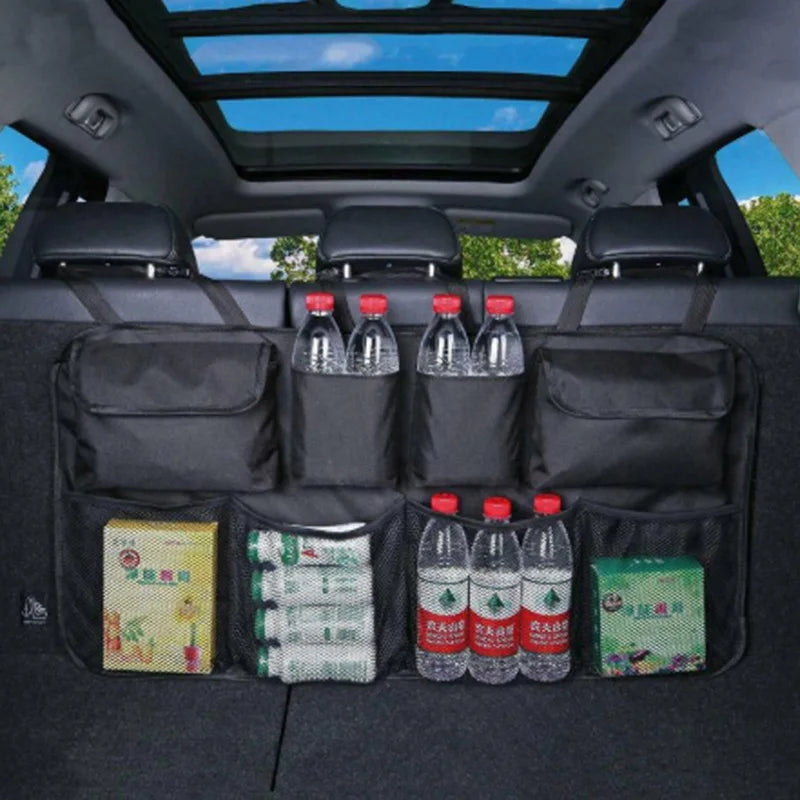 Car Trunk Organizer Adjustable Backseat Storage Bag Net High Capacity Multi-use Oxford Automobile Seat Back Organizers Universal