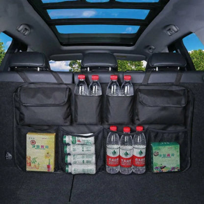 Car Trunk Organizer Adjustable Backseat Storage Bag Net High Capacity Multi-use Oxford Automobile Seat Back Organizers Universal