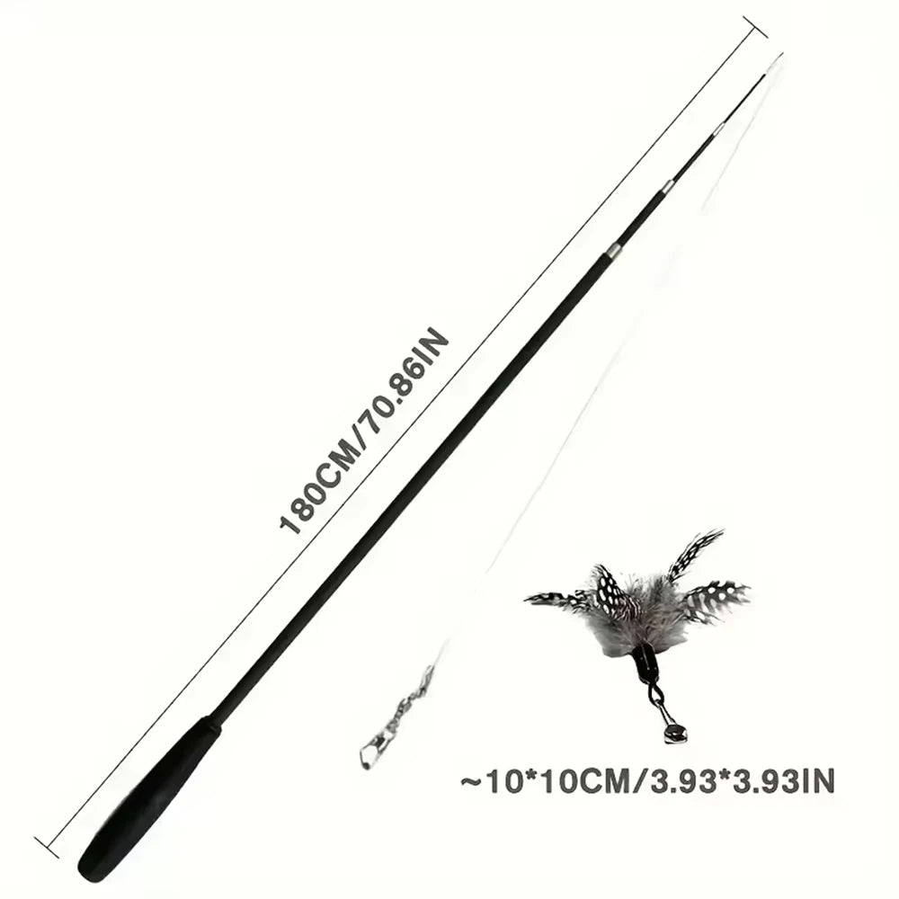 Cat Play Long Extendable Pole Cat Toy with Artificial Feathers Pet Supplies for Cats Pet Toy