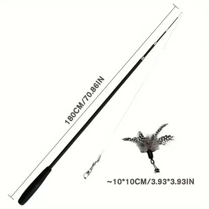 Cat Play Long Extendable Pole Cat Toy with Artificial Feathers Pet Supplies for Cats Pet Toy