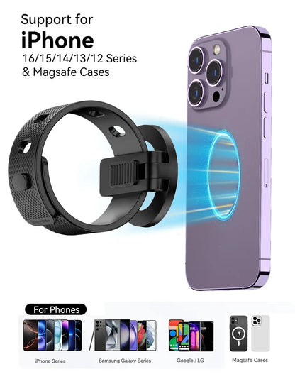 Magnetic Phone Holder for Stroller, Shopping Cart & Golf Push Cart | Handlebar Phone Mount for MagSafe | Strap with Strong Magnet for Mag Safe | Stroller Accessories for Uppababy, Nuna, Bugaboo