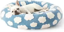 Donut Large Dog Bed, Cute Round Calming Dog Bed with Removable Washable Cover, Orthopedic Pet Beds