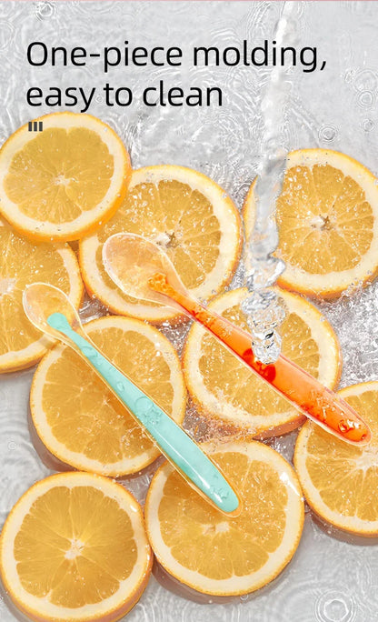 2 Pcs Baby Silicone Spoon Learning Spoon Set Stars Tableware Kids Soft Silicone Feeding Spoon Training Baby Reborn Silicone