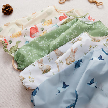 1 Pc Waterproof Baby Bibs Cute Infant Eating Child Drawing Long Sleeve Apron Self Feeding Baby 0-3 Year
