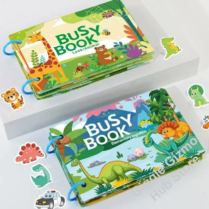 Busy Book for Toddlers Ages 2-6 Quiet Book Preschool Learning Activity Reusable Sticker & Velcro Matching Montessori Fine Mot
