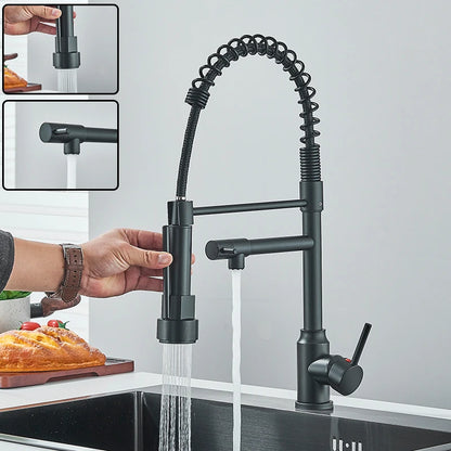 Kitchen Faucet with Pull Down Sprayer, Commercial Single Handle Stainless Steel Kitchen Faucets with Deck Plate
