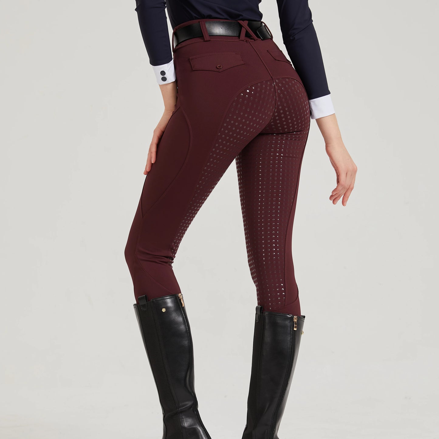 Professional equestrian pants full silicone quick-dry elastic tight equestrian sports pants anti-slip riding pants thick wear-re