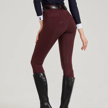 Professional equestrian pants full silicone quick-dry elastic tight equestrian sports pants anti-slip riding pants thick wear-re