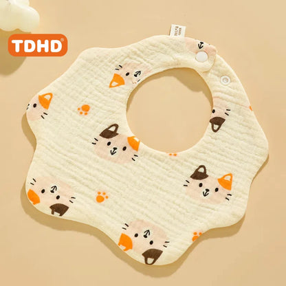 TDHD 3PCS Cotton Gauze Baby Feeding Bibs Summer Soft Petal Baby Printed Drooling Towel Newborn Toddler Baby Burp Cloth Children'