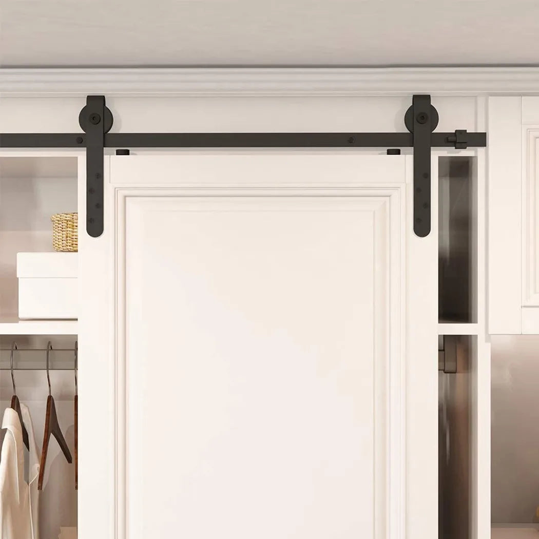 Heavy Duty Sturdy Sliding Barn Door Hardware Kit-Smoothly and Quietly-includes Detailed Installation Hardware Kits For Cabinet Doors Rail Set Smooth Silent Easy Installation