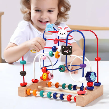 Montessori Baby Toys Wooden Roller Coaster Bead Maze Toddler Early Learning Educational Puzzle Math Toy for Children 1 2 3 Years