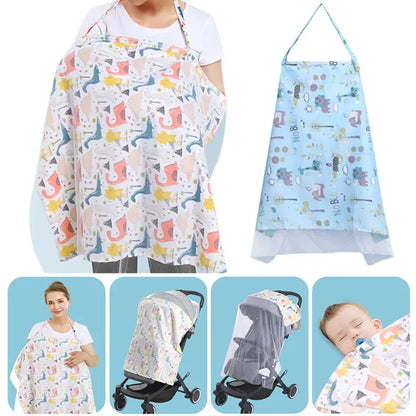 100% Cotton Baby Feeding Nursing Covers Mother Outing Breastfeeding Towel Nursing Cloth with Mosquito Net Baby Stroller