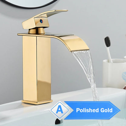 Chrome Vessel Sink Faucet, Tall Waterfall Bathroom Faucet Deck Mounted Bathroom Basin Faucet Waterfall Vanity Sink Hot and Cold Water Mixer Tap,Chrome,Black, Color