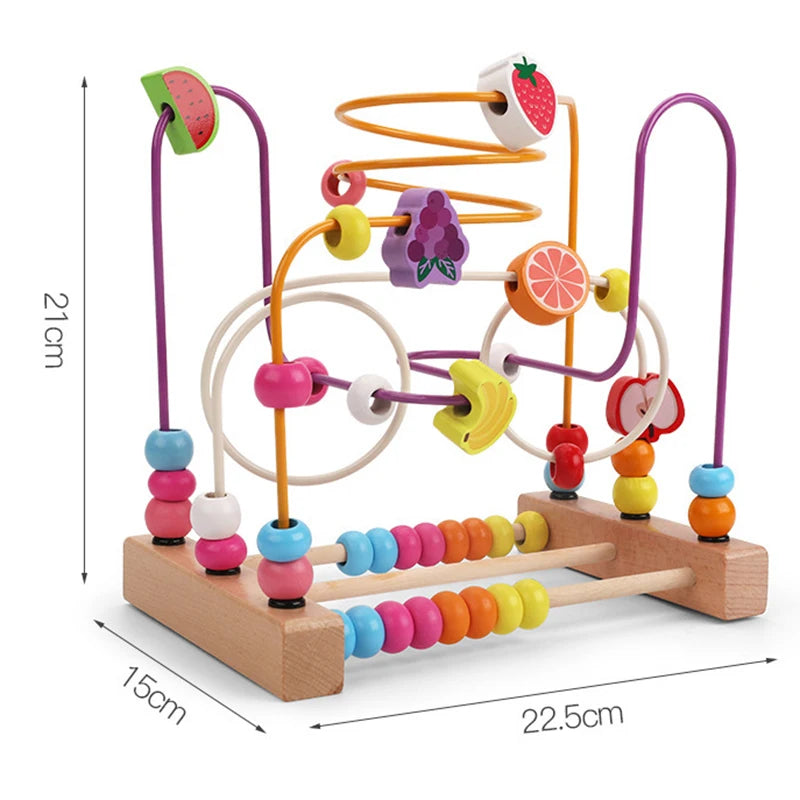 Montessori Baby Toys Wooden Roller Coaster Bead Maze Toddler Early Learning Educational Puzzle Math Toy for Children 1 2 3 Years
