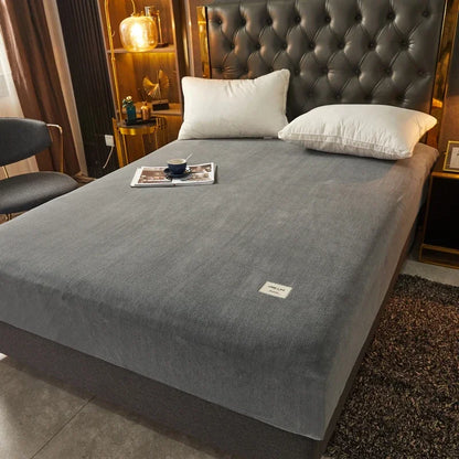 Soft Warm Thick Velvet Fitted Sheet High Quality Non Slip Mattress Cover Adjustable Protector Soft Bed Sheet with Elastic