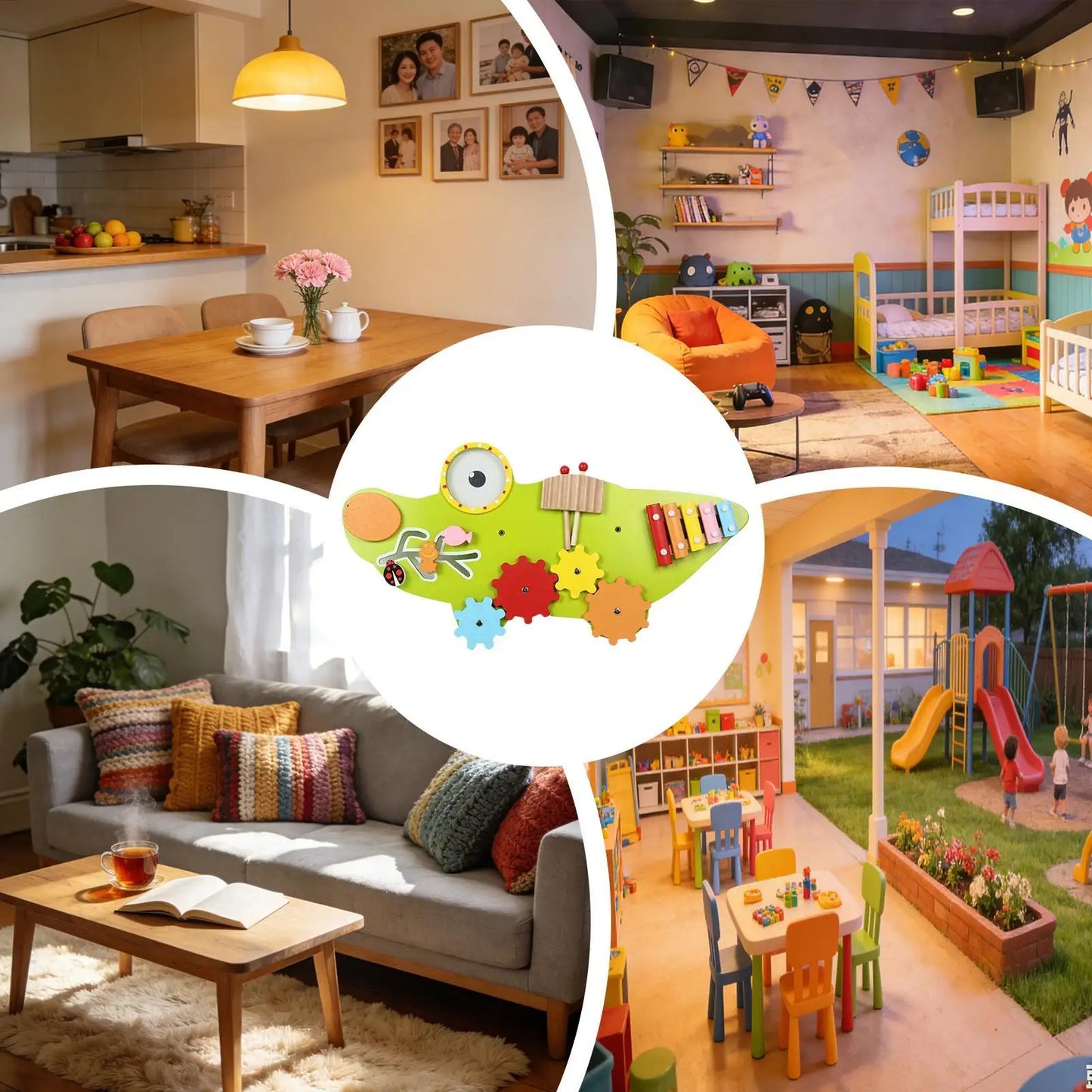 11-in-1 Kids Wall Busy Panels Wooden Sensory Board Montessori Sensory Learning Activity Center for Children Playroom Toys