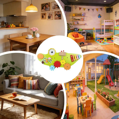 11-in-1 Kids Wall Busy Panels Wooden Sensory Board Montessori Sensory Learning Activity Center for Children Playroom Toys
