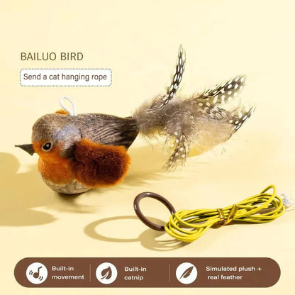 Interactive Cat Toy with Realistic Bird Sound - Plush Chirping Bird Catnip Toy for Cats & Kittens, Simulation Bird Teaser Toy