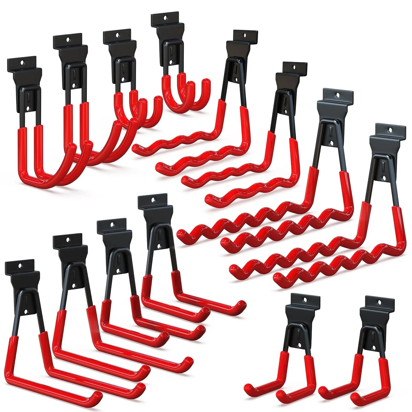 18 Pcs Garage Hooks Heavy Duty - Garage Storage and Organization Ladder Hooks with Non Slip PVC Coating for Hanging Bike，Ladder，Garden Tools，Hose