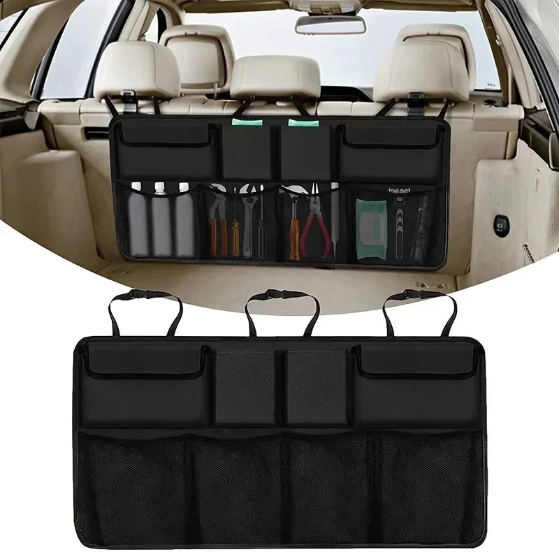 Car Trunk Organizer Adjustable Backseat Storage Bag Net High Capacity Multi-use Oxford Automobile Seat Back Organizers Universal