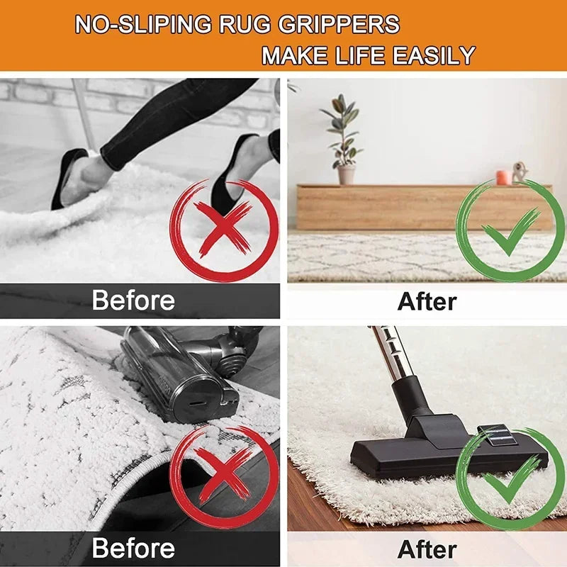 8 Pcs Non-Slip Rug Pad, Extra Thick Carpet Pads for Hard Surfaces, Prevents Sliding and Secures Rugs, Provides Floor Protection with Comfort Cushioning