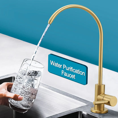 Water Filter Faucet Drinking Water Beverage Faucet 1/4"Kitchen Faucet Water Purifier Tap Drinking Tap Single Cold Water Sink Faucet Stainless Steel Filter Clean Water Faucet