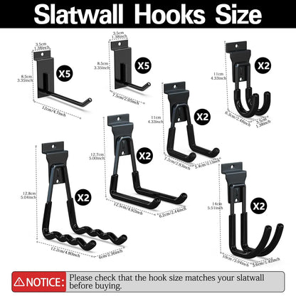 18 Pcs Garage Hooks Heavy Duty - Garage Storage and Organization Ladder Hooks with Non Slip PVC Coating for Hanging Bike，Ladder，Garden Tools，Hose