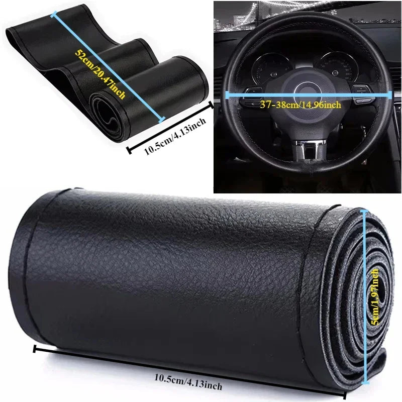 Car Steering Wheel Braid Cover Black Artificial Leather For Volkswagen VW Golf 7 Mk7 Touran Up New Polo Jetta Passat B8 Tiguan