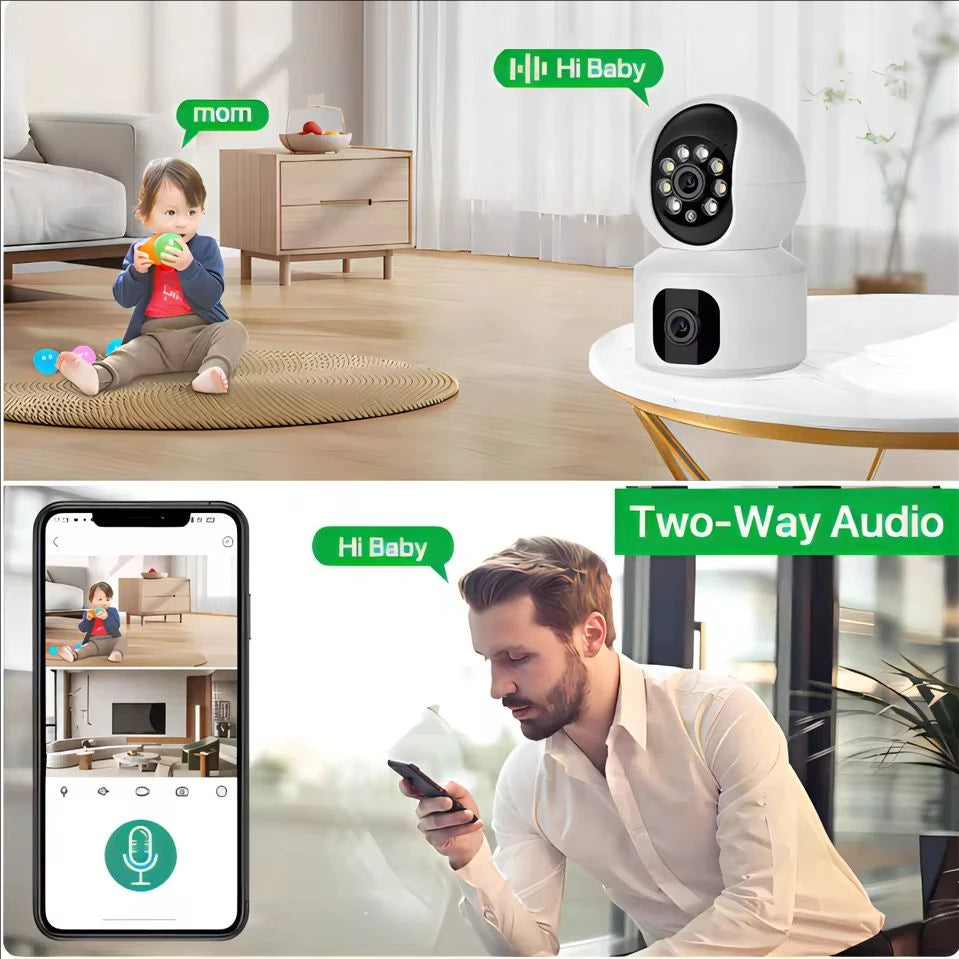 8MP WiFi IP Camera Dual Lens Baby Monitor Color Night Vision Human Automatic Tracking Video Smart Home Surveillance Camera