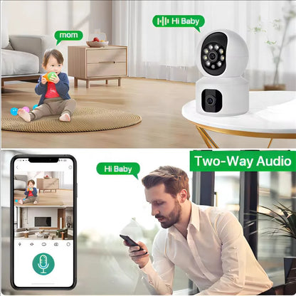 8MP WiFi IP Camera Dual Lens Baby Monitor Color Night Vision Human Automatic Tracking Video Smart Home Surveillance Camera