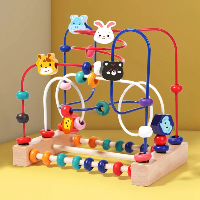 Montessori Baby Toys Wooden Roller Coaster Bead Maze Toddler Early Learning Educational Puzzle Math Toy for Children 1 2 3 Years