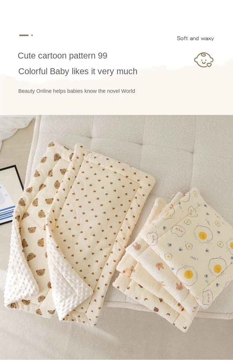 Cartoon Bear Baby Stroller Seat Cushion Cotton Soft Newborn Car Seat Pad Infant Pushchair Mattress Mat Kid Pram Accessories