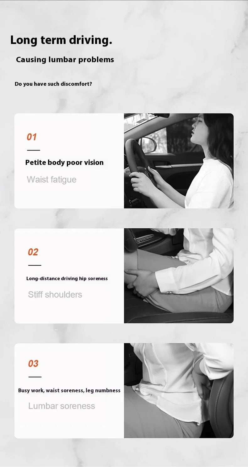 Car Booster Seat Cushion Heightening Height Boost Mat Breathable Portable Car Seat Pad Fatigue Relief Suitable For Cars
