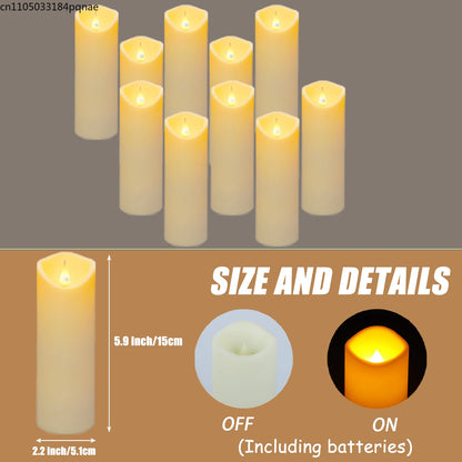 10-240pcs Battery Operated Flickering LED Pillar Candles with Remote and Timers Fake Flameless Candle for Wedding/Holiday Decor
