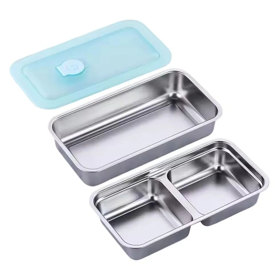 Stainless Steel Snack Containers Double Compartment Reusable Snack Containers Leak-proof Lunch Boxes For Outdoor Camping Picnic