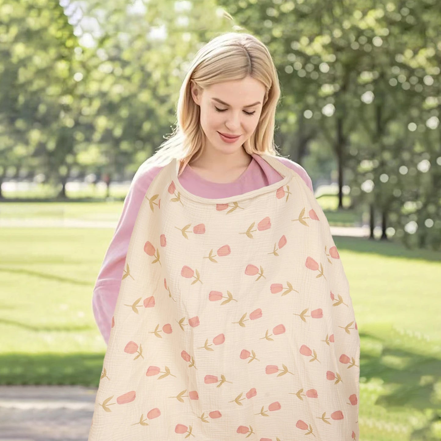 Tulip Printing Mother Outing Privacy Breastfeeding Adjustable Apron Baby Feeding Nursing Cover Blanket Stroller Cover Blanket