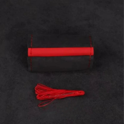 1PC Car Steering Wheel Cover Soft Wear-Resistant Comfortable Wear Resistant Universal Hand Sewing Black Suede Leather Braiding