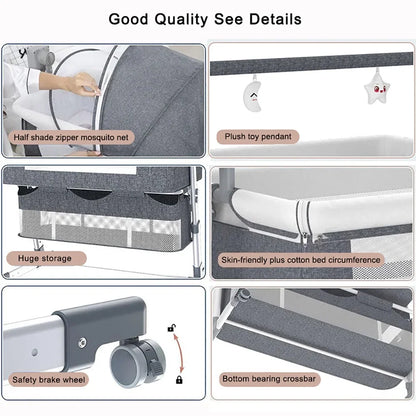 Baby Bassinet,Automatic Electric Rocking with Remote,Newborn Bedside Bassinet, Foldable Travel Co-Sleeper for Infant SteAnny