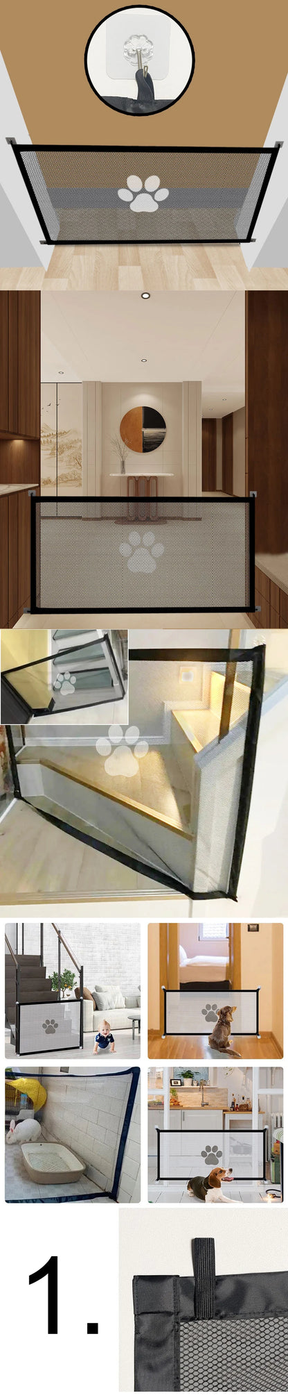 Pet Dogs Baby Safety Fence Cat and Dog Safety Fences Pet Divider Fences Portable Folding Breathable Mesh to Ensure Pet Safety
