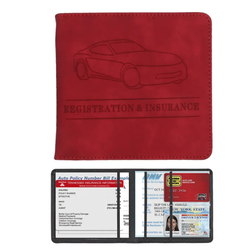 Men's Card Holder, Car Registration Vehicle License Insurance Card Holder Wallet