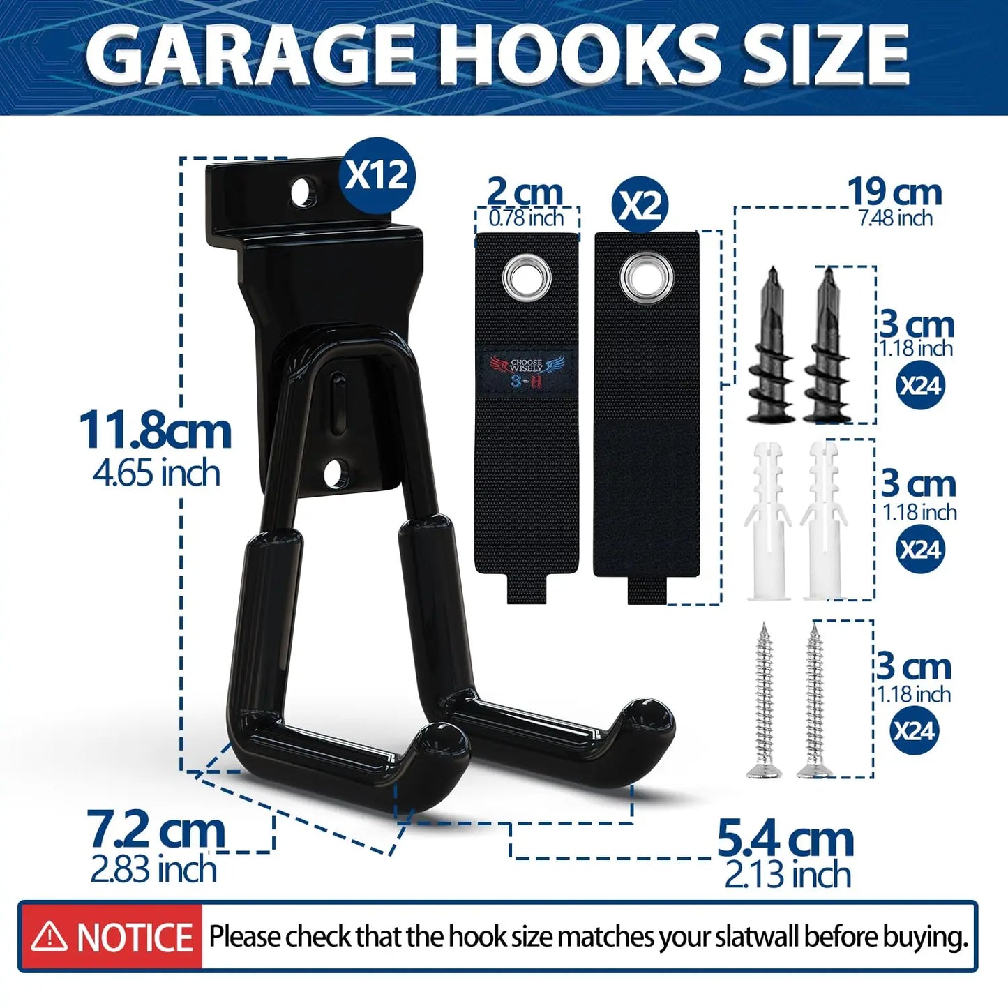 18 Pcs Garage Hooks Heavy Duty - Garage Storage and Organization Ladder Hooks with Non Slip PVC Coating for Hanging Bike，Ladder，Garden Tools，Hose