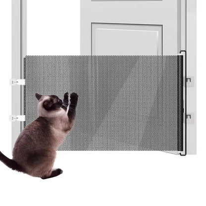 Tall Retractable Dog Gate Mesh Baby Fence Gate, Long Baby Gates Indoor Extra Long Gates for Kids or Pets, Outdoor Retractable Gate with Support Rods - Prevent Crawling Under