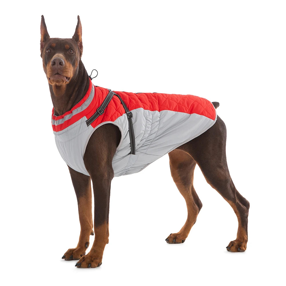 Small Dog Coat with Harness Built-in, Warm Dog Jacket with Zip, Reflective Winter Coat Pet Sweater Clothes for Small/Large Dogs