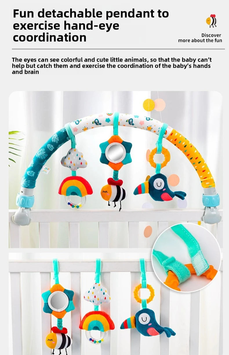 Infant Baby Stroller Arch Toy Play Bar Fun Newborns Sensory Activity Adjustable for Bouncers and Car Safe Seat Bed Hanging Toys
