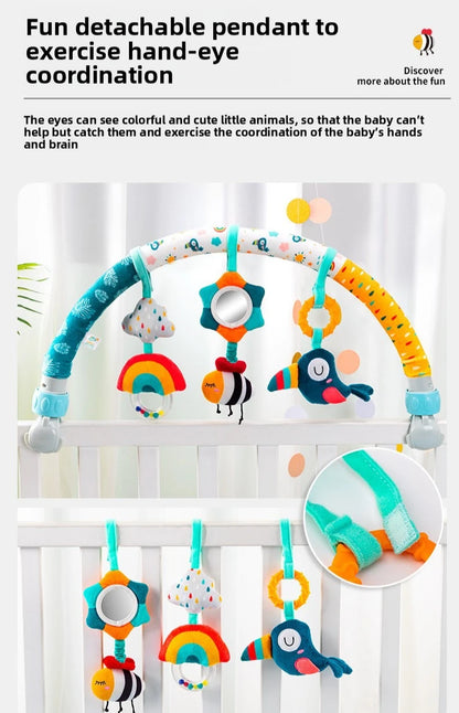 Infant Baby Stroller Arch Toy Play Bar Fun Newborns Sensory Activity Adjustable for Bouncers and Car Safe Seat Bed Hanging Toys