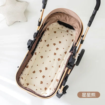 Cartoon Bear Baby Stroller Seat Cushion Cotton Soft Newborn Car Seat Pad Infant Pushchair Mattress Mat Kid Pram Accessories
