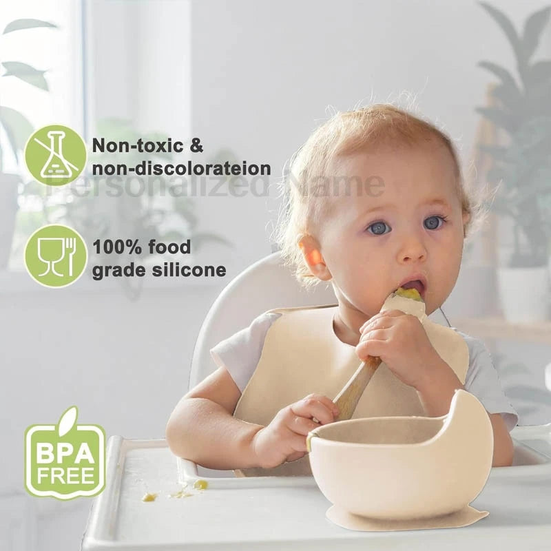 Personalized Name Baby Feeding Set Kids Silicone Plate Bowl Straw Cup Customized Children's Tableware Baby Supplies Newborn Gift