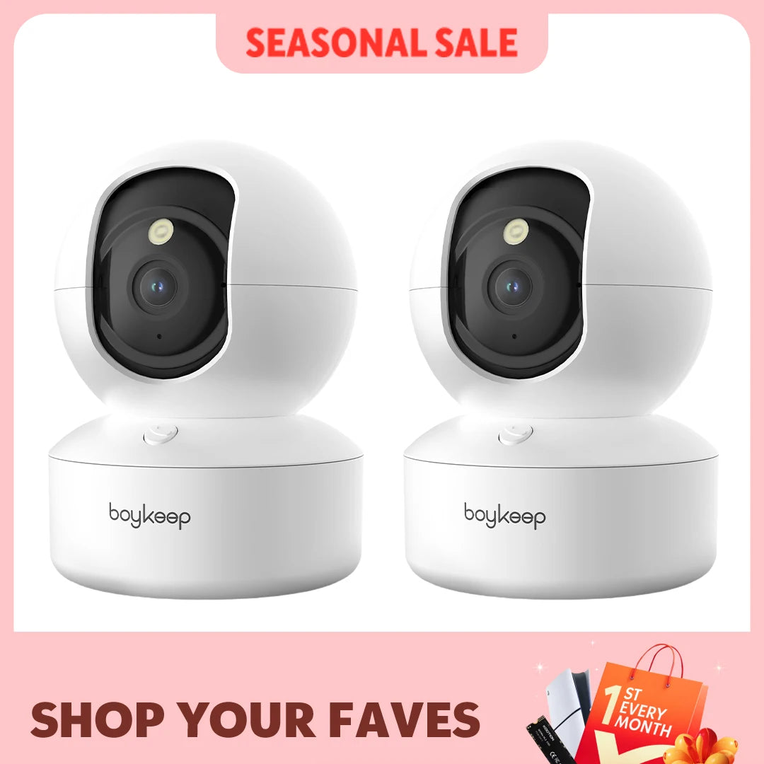BoyKeep Smart Camera 2K Security Protection Wifi Surveillance 5G/2.4GHz Indoor Baby Night Vision 360° Pan & Tilt 2-Way Audio K30