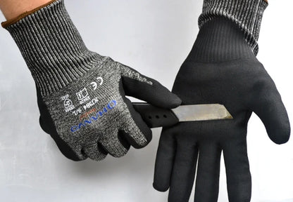 ANSI A4 Cut Resistant Work Gloves with Extreme Lightweight & Thin HPPE Micro Foam Nitrile Maxi High Flex Proof Glass Handling Butcher Safety Gloves